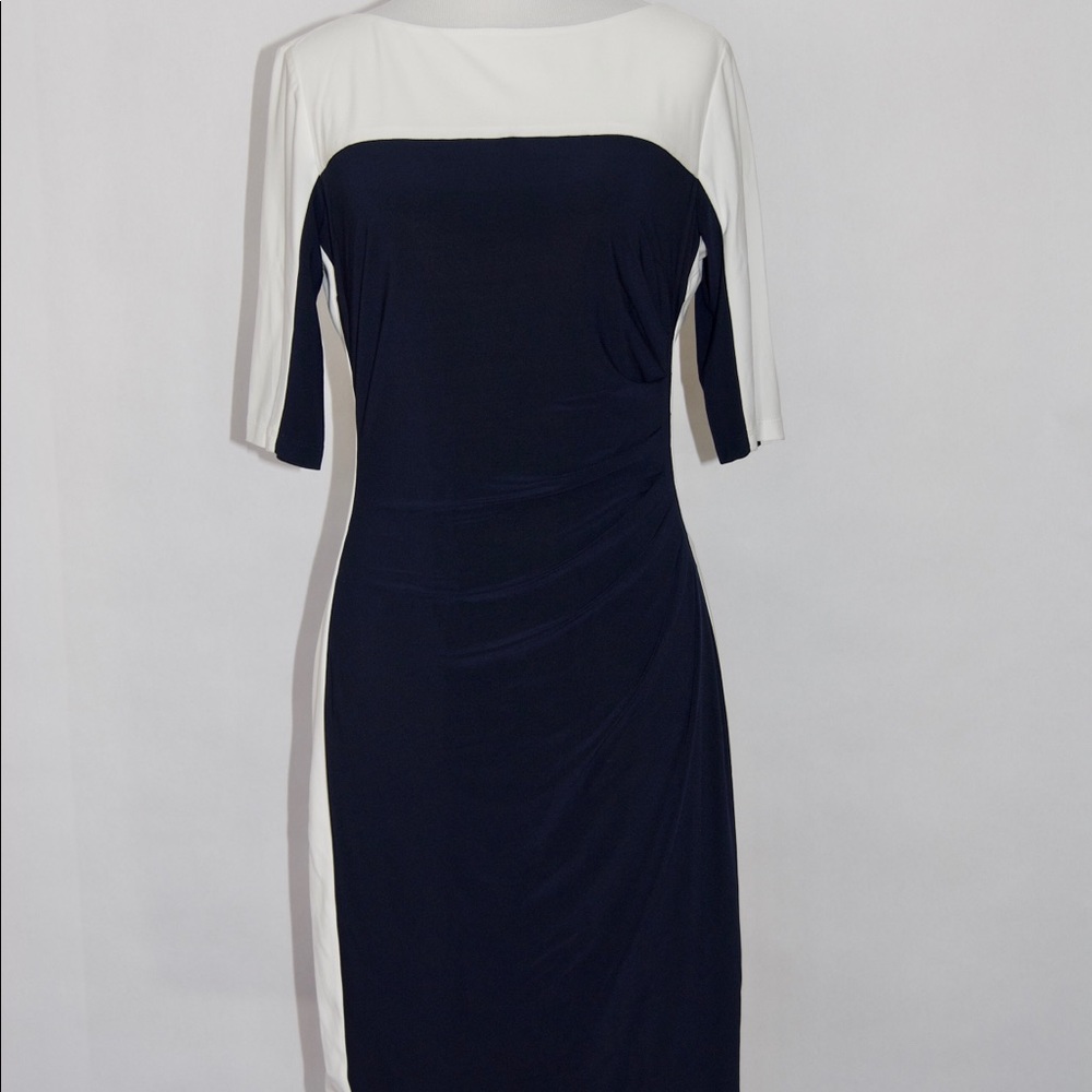Ralph Lauren Colorblock Navy/White Sheath Dress